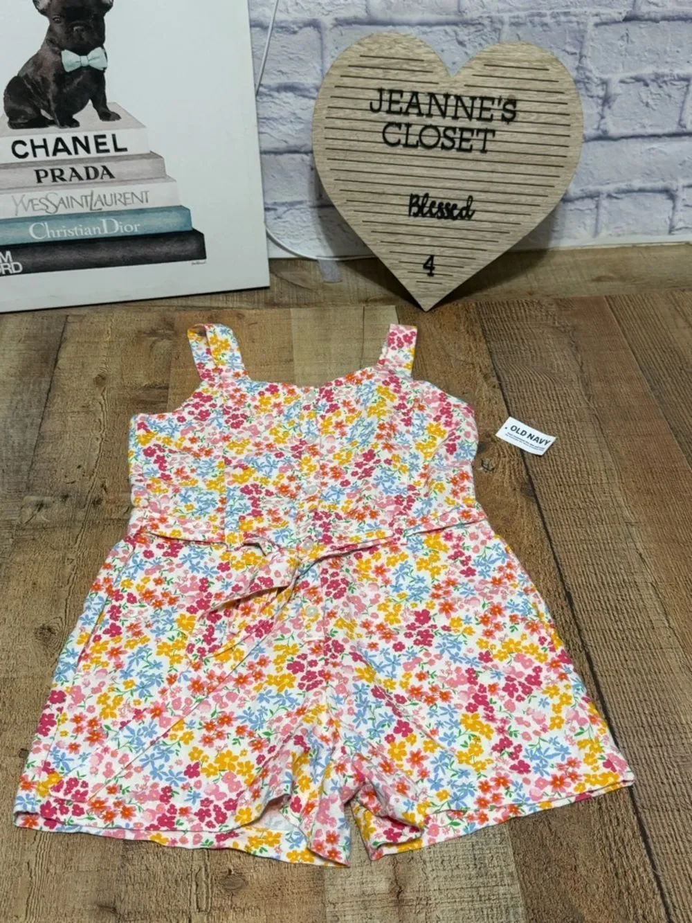 Old Navy Sleeveless Linen-Blend Tie-Front Romper for Girls NWT 10/12